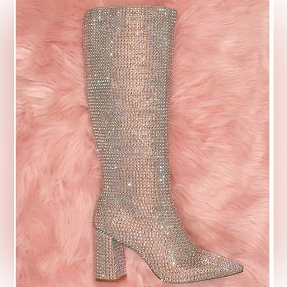 Betsey Johnson Farah Rhinestone Knee High Boots - Picture 1 of 9